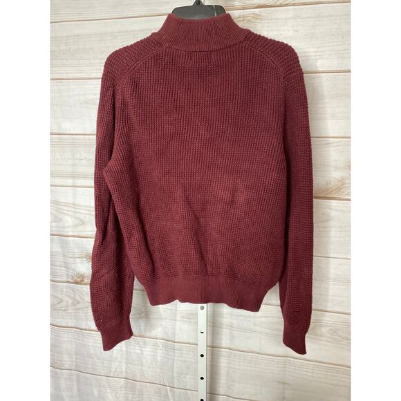 L.L. Bean Men's Size Small Cranberry Red Cashmere Pullover Sweater 1/4 Zip - Picture 3 of 4